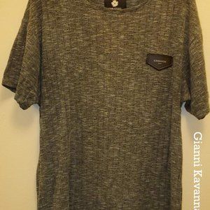 Men's Causal Charcoal Short Sleeved Shirt - L